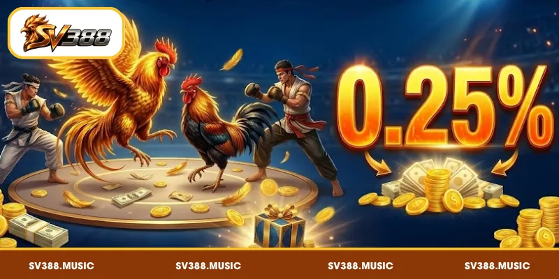 Hoàn trả mỗi ngày SV388 lên đến 0.25% cho sảnh đá gà
