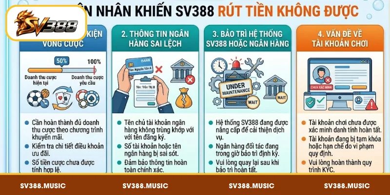 4 nguyên nhân khiến SV388 rút tiền không được